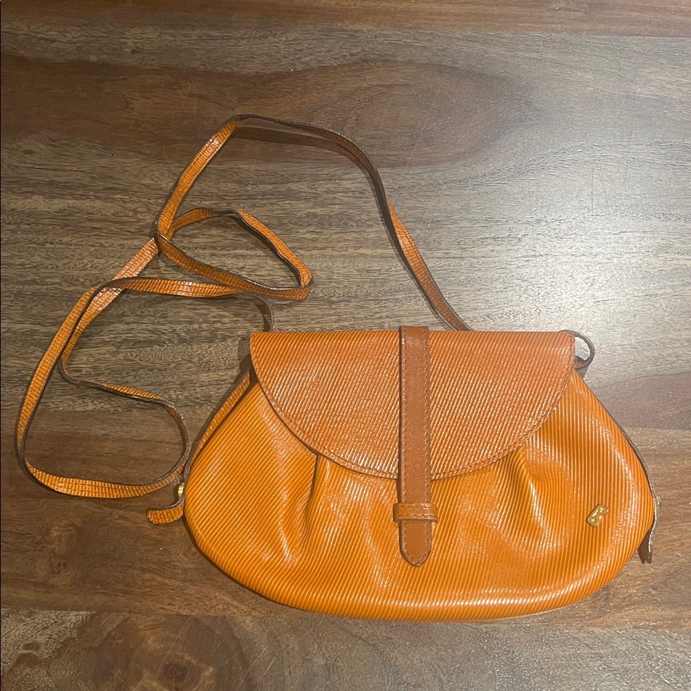 Raphael Tan Caramel Leather Crossbody Purse Saddle Bag Vintage